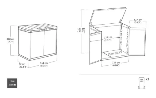 cumpără Căsuţă de grădină Keter 57684 Deco SIO Darwin 1150L, 141x82x120cm, gri în Chișinău 