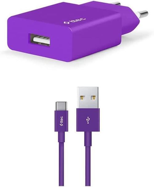 купить Зарядное устройство сетевое ttec 2SCS20CMR USB to Type-C 2.4A (1.2m), Purple в Кишинёве 