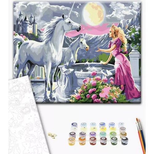 купить Картина по номерам BrushMe BS25996FC 40*50 сm (fără cutie) Prințesa și unicornii в Кишинёве 