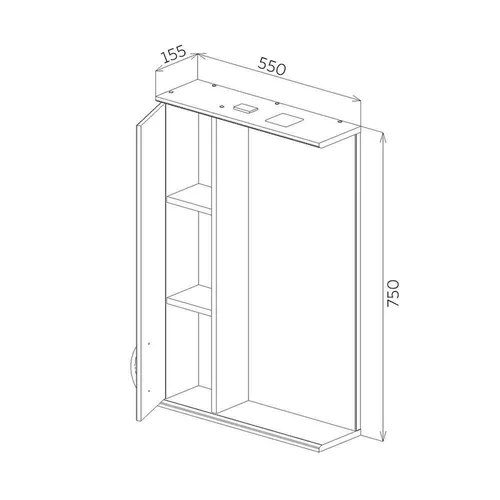 купить Зеркало для ванной Bayro Allure 550x750 левый белый мат в Кишинёве 