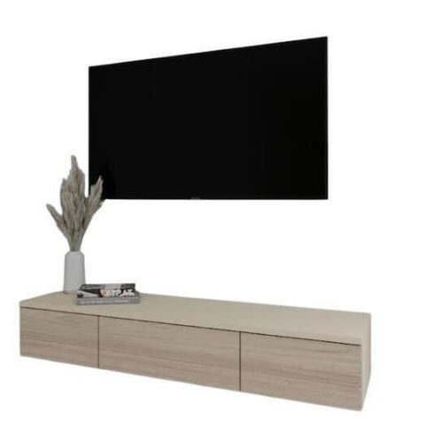 купить Тумба напольная для TV Smartex (16583) Т10 140 TV-Навесная Ivory+Stejar Deschis в Кишинёве 