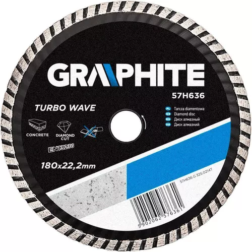 cumpără Disc de tăiere Graphite 57H636 Disc diamant Turbo Wave 180x22.2mm în Chișinău 