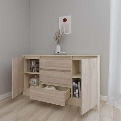 cumpără Comodă Smartex (16203) Т4 120cm Ivory+Stejar Deschis în Chișinău 