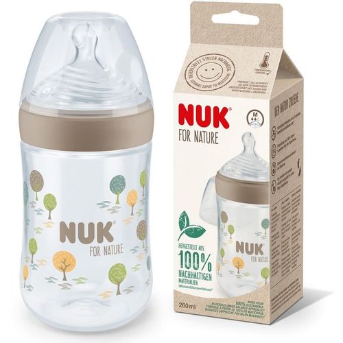 Biberon din plastic NUK Nature Sense cu tetina din silicon M (0-6 luni), 260 ml 