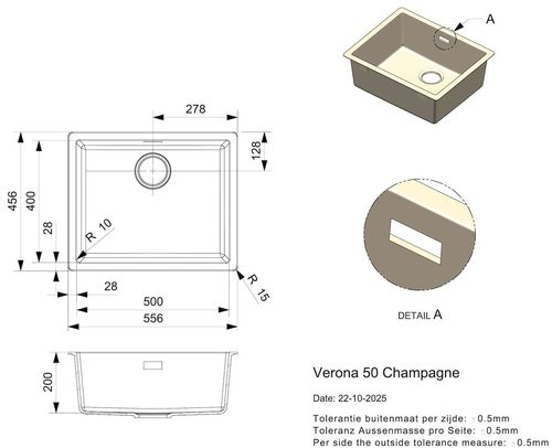 cumpără Chiuvetă bucătărie Reginox R40959 Verona 50 Champagne în Chișinău 
