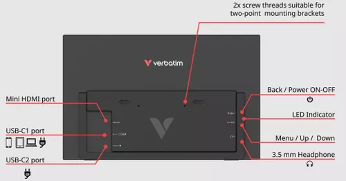 купить Монитор Verbatim VER_32401 Portable Monitor Black в Кишинёве 