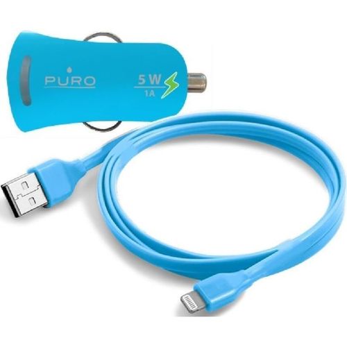 cumpără Încărcător pentru automobil Puro MCHUSBAPLT1BLUE with lightning connector 1A, 1 USB port, 1m, blue în Chișinău 