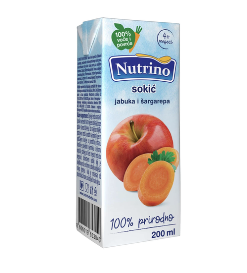 Сок Nutrino яблочно-морковный (4+ мес) 200 мл 