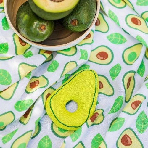 Пелёнка бамбуковая Babyono Avocado (120x120 см) + погремушка 