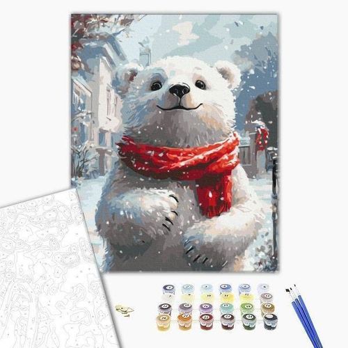 cumpără Tablou pe numere BrushMe BS54188FC 40х50cm (fără cutie) Ursuleț cu fular roșu în Chișinău 