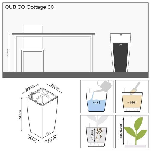 купить Цветочный горшок Lechuza Cubico Cottage 30, White в Кишинёве 