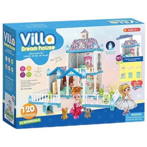 cumpără Căsuță pentru păpuși Essa 556-80A Vila Visurilor + accesorii, cu iluminare de noapte, 120elem în Chișinău 