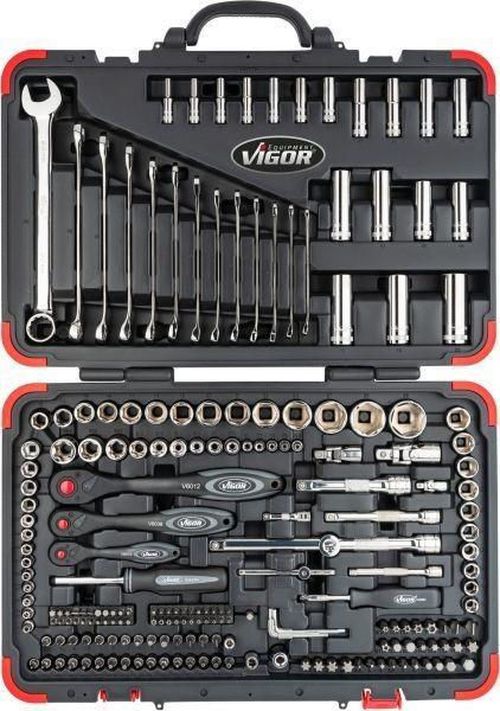 cumpără Set de unelte de mână Vigor V3277N, ключи, головоки-воротки 1/2", 3/8" и 1/4" 212 пр. în Chișinău 