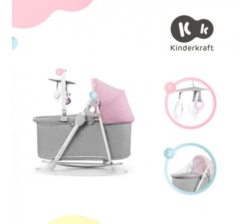 Patut-balansoar 5 in 1 Kinderkraft Nola roz 