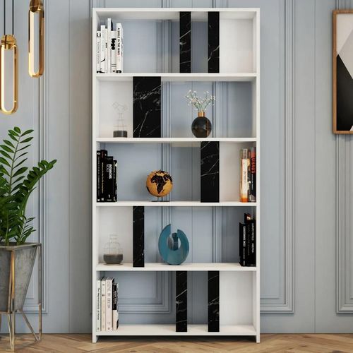 cumpără Raft de birou Trendy Lima, marmura alba, neagra 90x180x20cm, raft de carti în Chișinău 