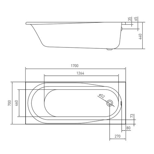 Cada AIVA 170 * 70 * 44cm fara picioare, acrilica 5mm 