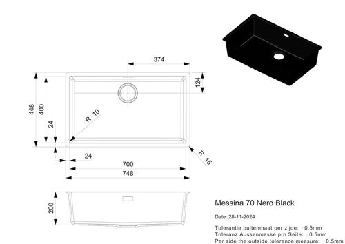 cumpără Chiuvetă bucătărie Reginox R40270 Messina 70 Nero Black în Chișinău 