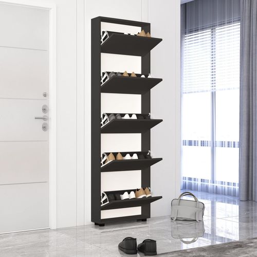 купить Полка для обуви Mobildor-Lux Leo Slim 100x16x203H cm Sonoma/Anthracite в Кишинёве 