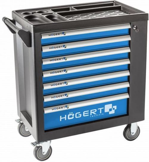 купить Система хранения инструментов Hoegert HT7G049-307 Тележка инструментальная 7 ящиков, 307 предмета в Кишинёве 