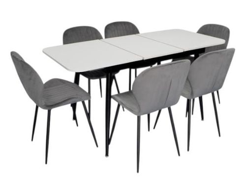 купить Комплект стол и стулья Evelin di Costacurta стол DT-531R B + 6 стульев YTC-064B Blu-14 (Dark grey) в Кишинёве 