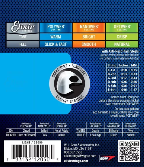 купить Струна для музыкального инструмента Elixir Polyweb Electric Light 12050 в Кишинёве 