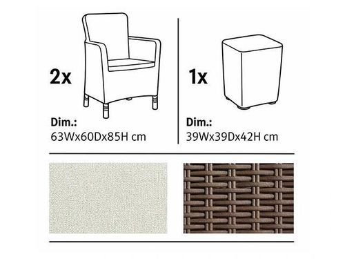 купить Садовая мебель Keter 57727 Set mobilier Trenton 3unitati: masa + 2 fotoli, grafit-gri rece в Кишинёве 