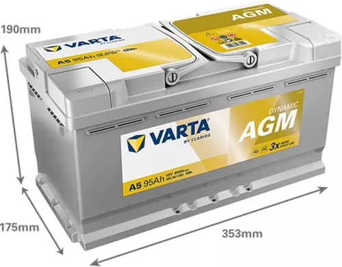 купить Автомобильный аккумулятор Varta 95AH 850A(EN) клемы 0 (353x175x190) S6 013 AGM (595901085K262) в Кишинёве 
