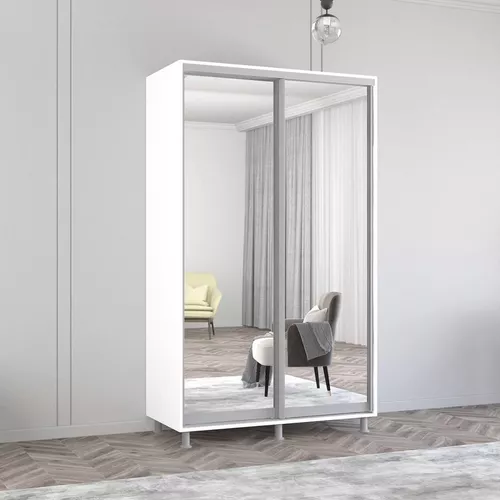 купить Шкаф Mobildor-Lux Арон с раздвижными зеркальными дверцами (130x60x200H см) Brilliant White в Кишинёве 