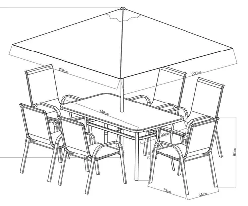 cumpără Mobilier pentru grădină Hydro S Set masă dreptunghiulară cu 6 scaune + umbrelă, metal/textilen în Chișinău 