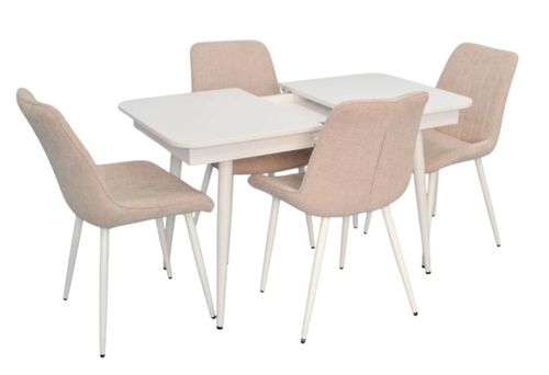 купить Комплект стол и стулья Evelin di Costacurta стол DT-431-1R Wh + 4 стула YTC-055Wh Light beige в Кишинёве 