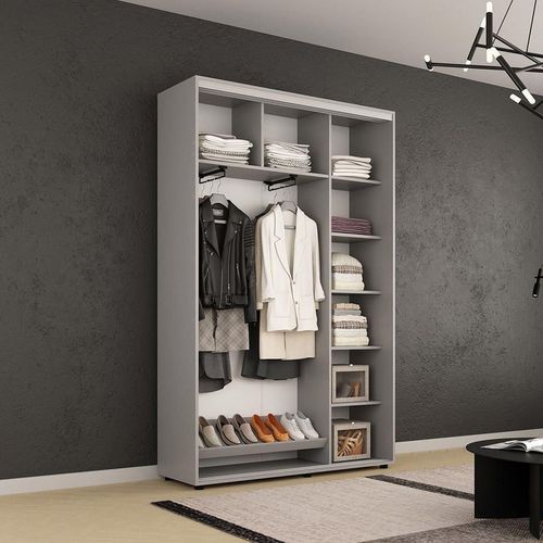 купить Шкаф Mobildor-Lux Compact uși glisante PAL fără ornament (170x45x240H cm) Grey в Кишинёве 