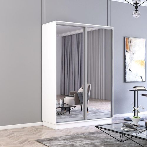 купить Шкаф Mobildor-Lux Fox uși glisante din oglinzi (140x60x240H cm) Alb в Кишинёве 