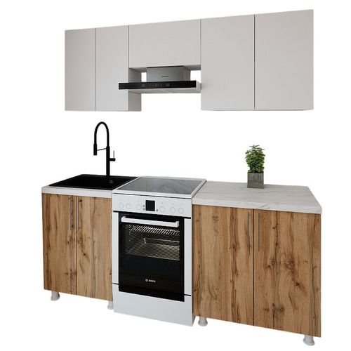 cumpără Mobilă pentru bucatarie Smartex (30010) K1 200cm Alb+Stejar inchis în Chișinău 