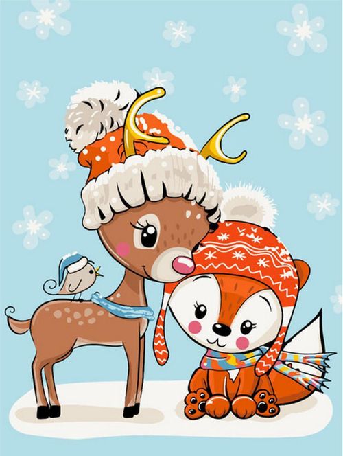 купить Картина по номерам BrushMe KBS0077FC 30x40 сm (fără cutie) Micul cerb cu vulpița в Кишинёве 