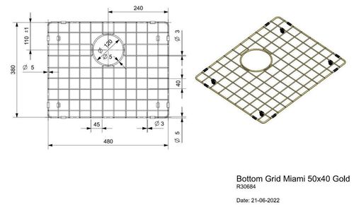 cumpără Accesoriu pentru chiuvete de bucătărie Reginox R30684 Bottom grid Gold în Chișinău 