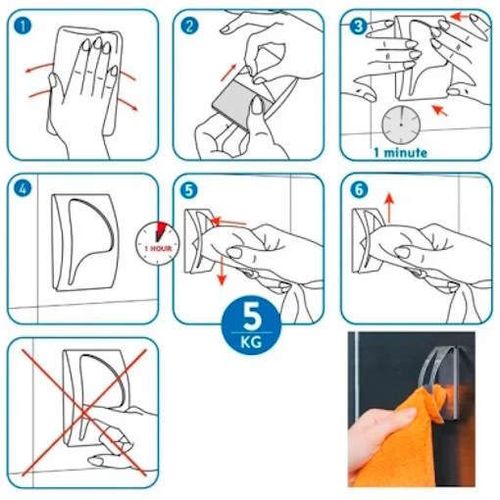 купить Вешалка для ванной Tatkraft 20122 фигурный с клеем в Кишинёве 