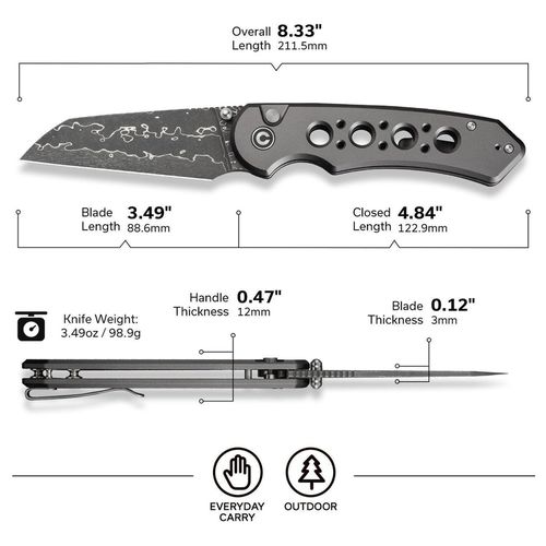 купить Нож походный Civivi C24067-DS1 Pragma Prime, mâner aluminiu, Button Lock в Кишинёве 