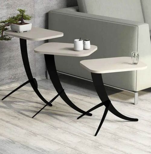 купить Журнальный столик Trendy Pion, Кремовый, вложенный столик (3 шт.) в Кишинёве 