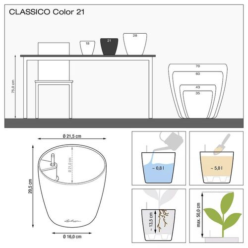 купить Цветочный горшок Lechuza Classico Color 21, White в Кишинёве 