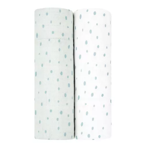 купить Аксессуар для пеленания Kikka Boo 31103010069 Paturica de muselina Swaddle Dots Blue, 80x80 cm, 2 buc. в Кишинёве 