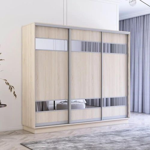 cumpără Dulap Mobildor-Lux Fox uși glisante din PAL cu elemente din oglindă (240x60x220H cm) Sonoma în Chișinău 