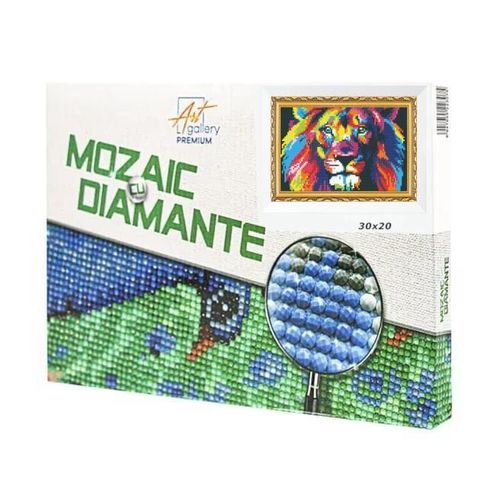 cumpără Tablou pe numere Art Gallery JS29553 Mozaic cu diamante 20x30cm Leul curcubeu în Chișinău 