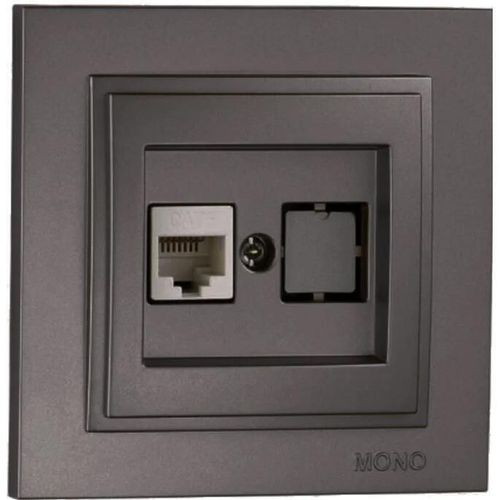 купить Розетка электрическая Mono Electric Разъем данных 1*RJ45 CAT6 графит Despina в Кишинёве 