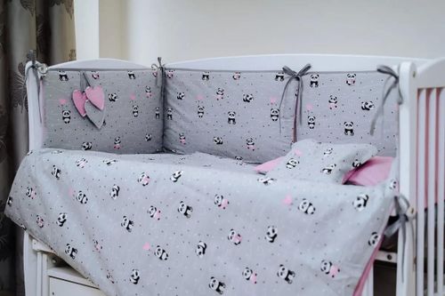 купить Детское постельное белье PernaMea Set lenjerie 8 piese Baby Panda Roz (PM.100262/1) в Кишинёве 
