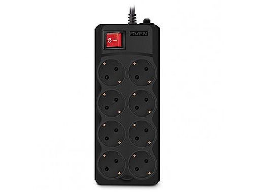 купить Фильтр импульсных помех SVEN Optima Pro Black 8 sockets, 3,1m (Priza cu protectie - prelungitor/basic surge protection) в Кишинёве 