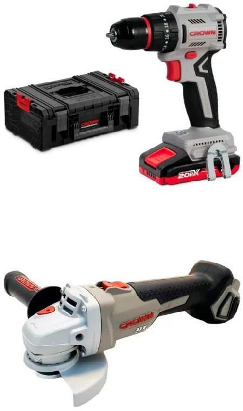 cumpără Set de scule electrice Crown K-DC24 IMC Набор шуруповерт+УШМ аккум. 20V 2x5Ah în Chișinău 