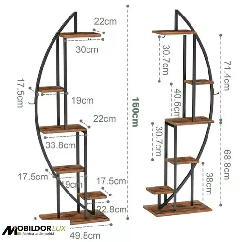 купить Подставка для цветов Mobildor-Lux Suport pentru plante Semilună cu iluminare, MDF/metal (negru/nuc) в Кишинёве 