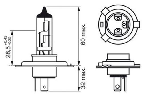 купить Автомобильная лампа Bosch H4 Plus 90 12V 60/55W P43tBlister (2шт.) (1987301422) в Кишинёве 