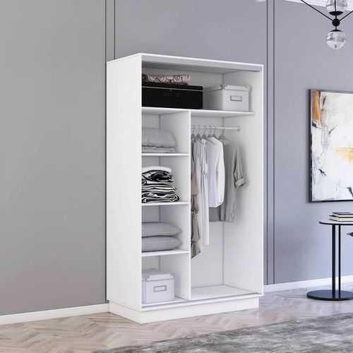 купить Шкаф Mobildor-Lux Fox uși glisante din PAL cu elemente din oglindă (120x60x230H cm) Alb в Кишинёве 