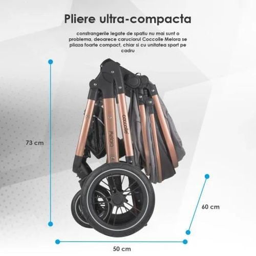 cumpără Сărucior pentru copii Coccolle Melora Moonlit Grey, 3in1 cu landou transformabil în Chișinău 